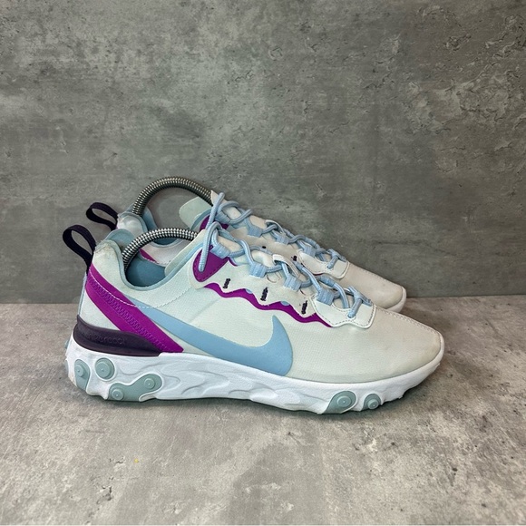 Nike React Element 55 Running Shoes BQ2728-008 Womens sz 8 - blue/white - Picture 1 of 6